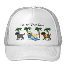 Cool Labradors Beach Party Cartoon Trucker Hats