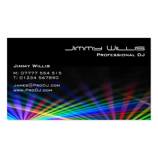 Cool Laser Light Club - DJ Business Card (back side)