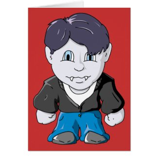 Cool Little Vamp in black leather jacket card