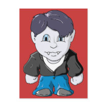 Cool Little Vamp in black leather jacket postcards