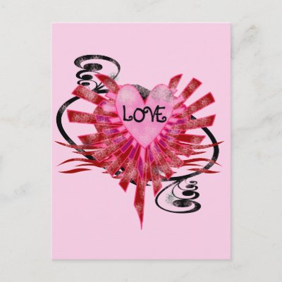Cool heart that reads "Love" on a pink, red, and black design perfect any
