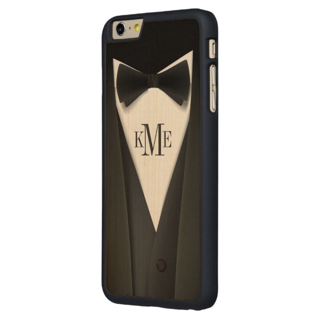 Cool Mens Tuxedo Suit Pattern - Manly Monogram Carved® Maple iPhone 6 Plus Case