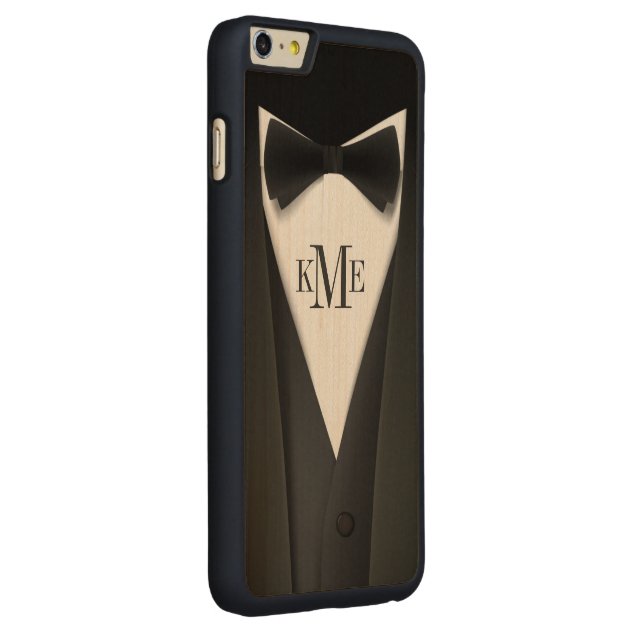 Cool Mens Tuxedo Suit Pattern - Manly Monogram Carved® Maple iPhone 6 Plus Case-2