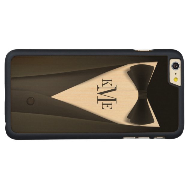 Cool Mens Tuxedo Suit Pattern - Manly Monogram Carved® Maple iPhone 6 Plus Case-3