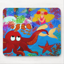 Cool Mermaid and Octopus mousepads