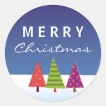 Cool Merry Christmas Sticker with abstract trees