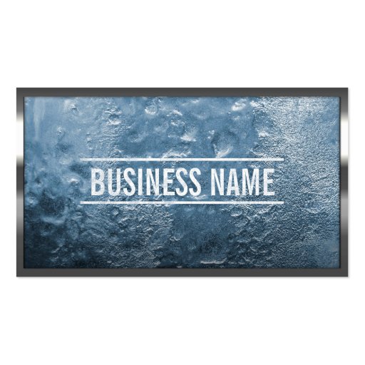 Cool Metal Border Blue Ice Business Card (front side)