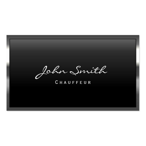 Cool Metal Border Chauffeur Business Card (front side)