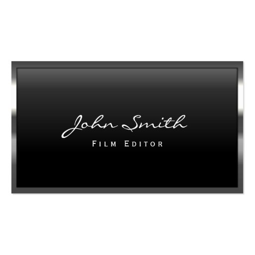 Cool Metal Border Film Editor Business Card (front side)