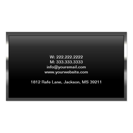 Cool Metal Border Hairdresser Business Card (back side)