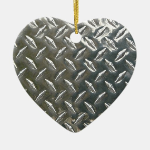 Cool metal checkerplate pattern christmas tree ornament