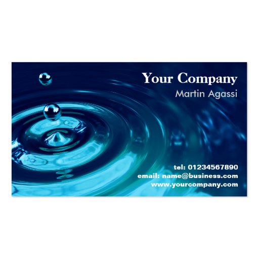 Cool, Metallic Blue Ripple Business Card (front side)