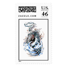 Cool Middle Age Water Green Dragon tattoo Stamps