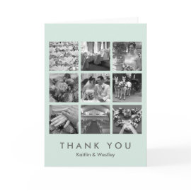 Cool mint grid collage 9 photos memories thank you cards