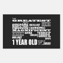 Cool Modern 1st Birthdays : Greatest 1 Year Old Rectangle Stickers