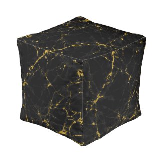 Cool Modern Black Marble Gold Grain Accent Cube Pouf