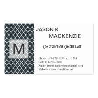 Cool, modern black quatrefoi monogram professioanl business card
