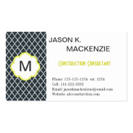 Cool, modern black quatrefoi monogram professioanl business card template