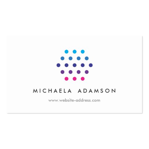 COOL & MODERN COLOR DOTS on WHITE Business Card Templates (front side)
