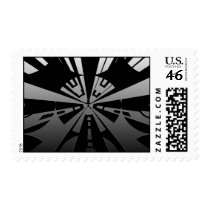 Cool modern rectangle art in black and silver postage stamp