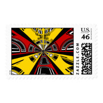 Cool modern red and yellow semicircle design postage stamps