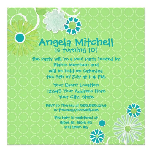 Cool Modern Scroll Swirl Flower Circle Dot Pattern Custom Invitation