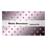 Cool, modern shining pink & grey polka dots business card