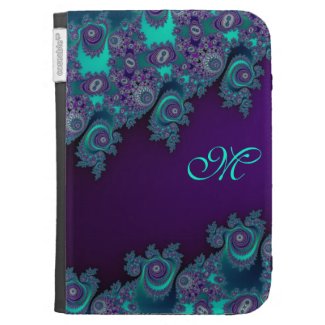 Cool Monogram Blue Green Fractal Abstract Case