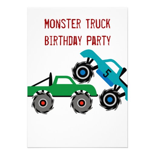 Cool Monster Trucks Birthday Party Invitations