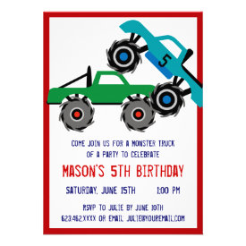 Cool Monster Trucks Birthday Party Invitations