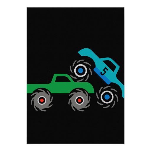 Cool Monster Trucks Birthday Party Invitations