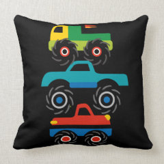 Cool Monster Trucks Blue Red Green Gifts for Boys Pillows