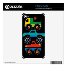 Cool Monster Trucks Blue Red Green Gifts for Boys Skins For iPhone 4S