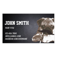 Cool Mustache Pug Dark Business Card
