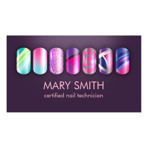 Cool Nail Tech & Manicurist Business Card Template (front side)