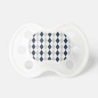 Cool Navy Blue and Gray Argyle Diamond Pattern BooginHead Pacifier