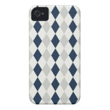 Cool Navy Blue and Gray Argyle Diamond Pattern iPhone 4 Case-Mate Case