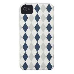 Cool Navy Blue and Gray Argyle Diamond Pattern iPhone 4 Case-Mate Case