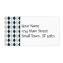 Cool Navy Blue and Gray Argyle Diamond Pattern Shipping Label
