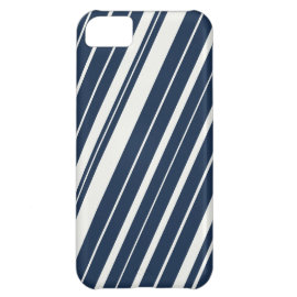 Cool Navy Blue and White Diagonal Stripes Pattern iPhone 5C Cases