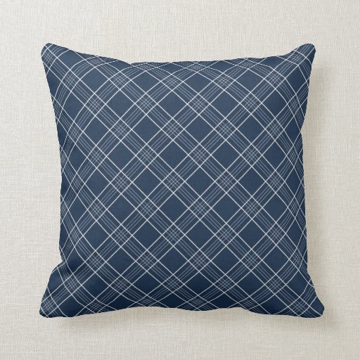 Cool Navy Blue and White Plaid Pattern Gifts Throw Pillows Zazzle