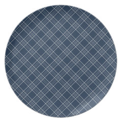 Cool Navy Blue and White Plaid Pattern Gifts Plate