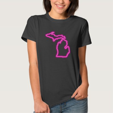Cool Neon Magenta Map of Michigan T-shirt