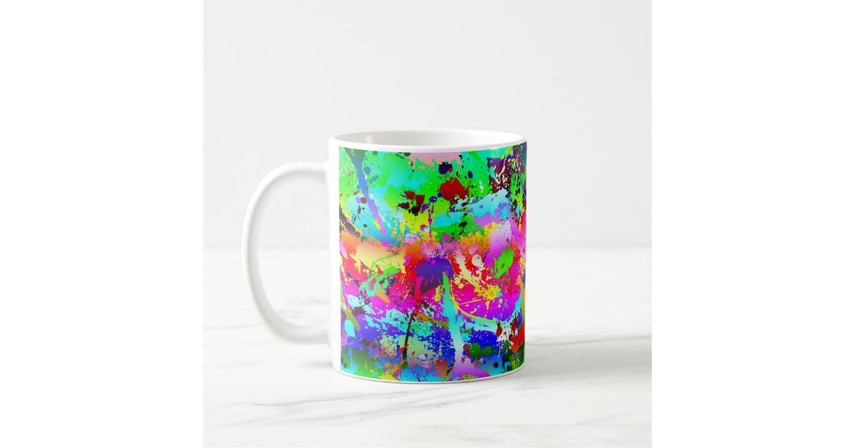 Cool Neon Rainbow Splatter Coffee Mug Zazzle
