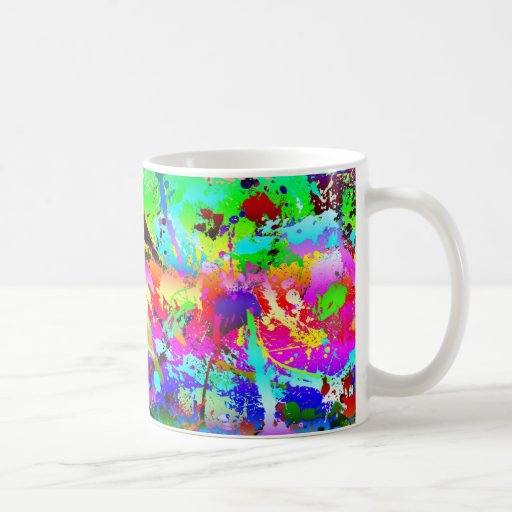 Cool Neon Rainbow Splatter Coffee Mug Zazzle