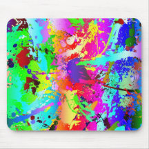 Cool Neon Rainbow Splatter Mouse Pad