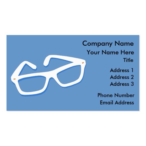 Cool Nerd Glasses in Black & White Business Card Template (front side)