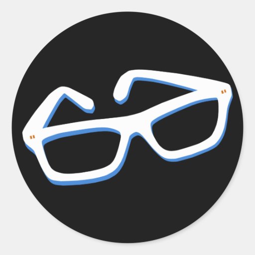 Cool Nerd Glasses in Black & White Classic Round Sticker Zazzle