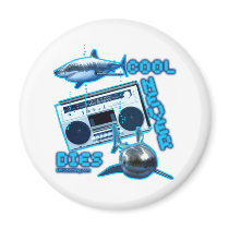 COOL NEVER DIES Great White Shark Ghetto blaster magnets by dustyvinyldesign COOL NEVER DIES Great White Shark Ghetto blaster magnets