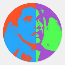 Cool Obama Print Round Stickers